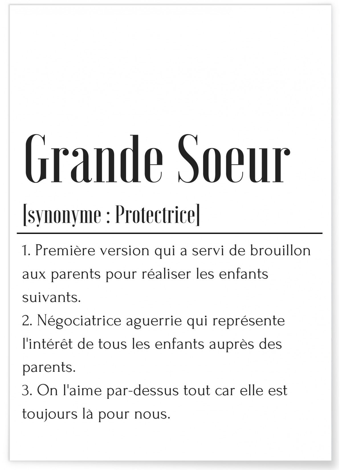 Affiche Definition Grande Soeur Format A3 Leroy Merlin