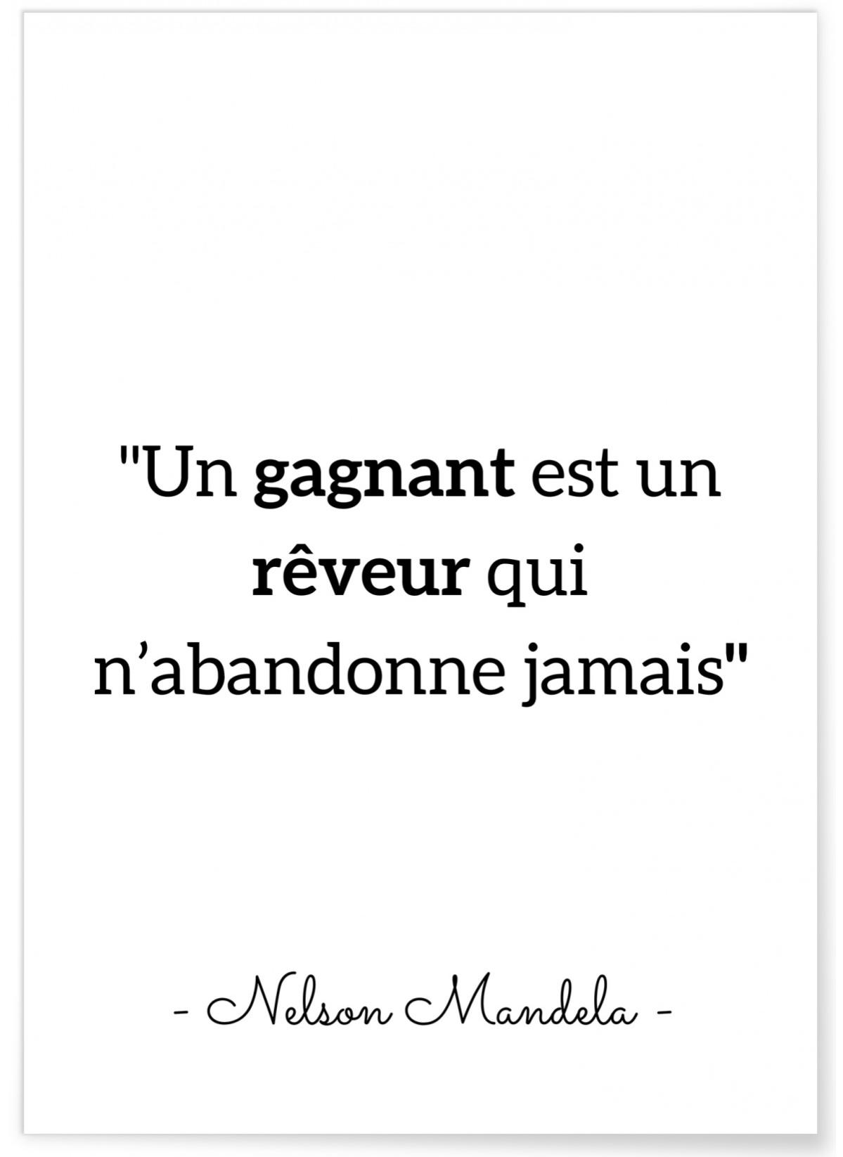 Un Gagnant Est Un Rêveur Qui N abandonne Jamais Affiche Mandela 'Un gagnant...' - Format A3 - | Leroy Merlin