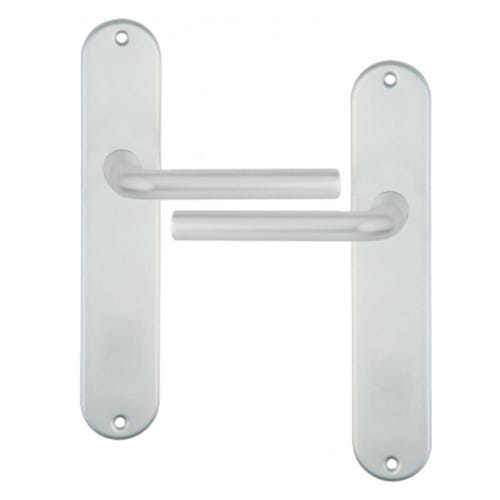 Poignée de porte intérieure design en Aluminium laqué blanc sur plaque Clé  L entraxe 195 mm, EVA Alu