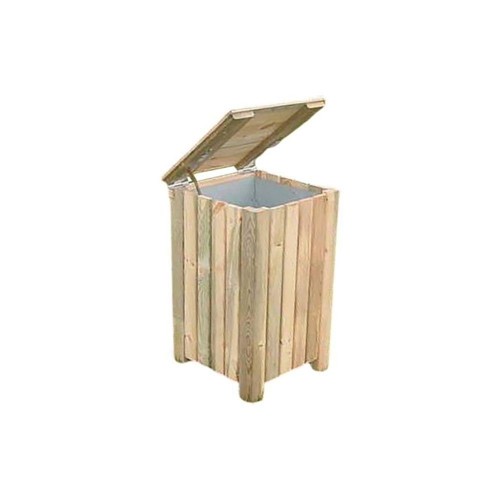 Cestino portarifiuti in legno per esterno con listoni di iroko