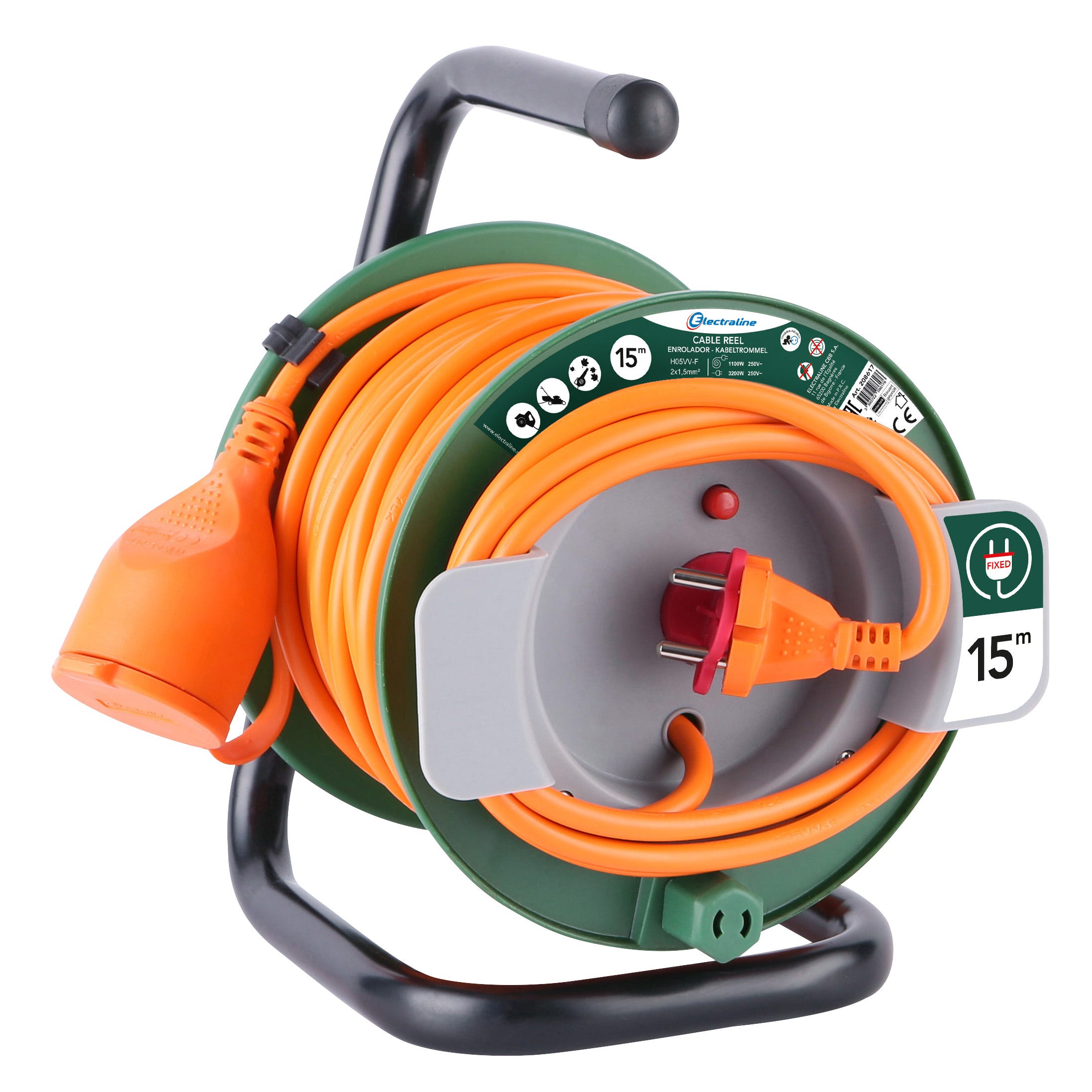 Rallonge électrique de jardin 50m H05VV-F 2X1,5 orange