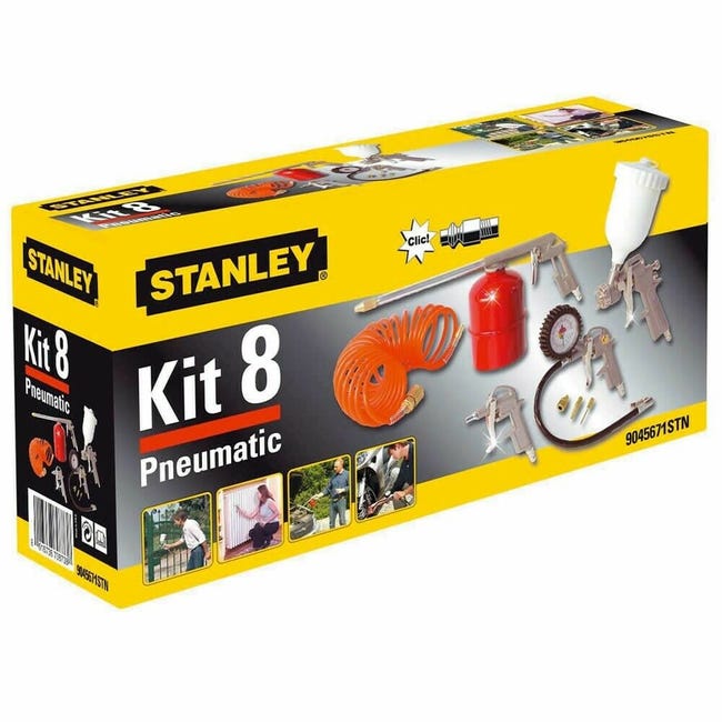 Kit 8 Pneumatic Stanley Kit Accessori Compressore Aria Compressa 8 Pz  Aerografo