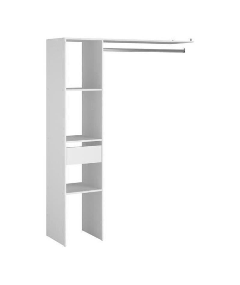 EKIPA Dressing avec tiroir et tablette Blanc L 138 x P 40 x H 180