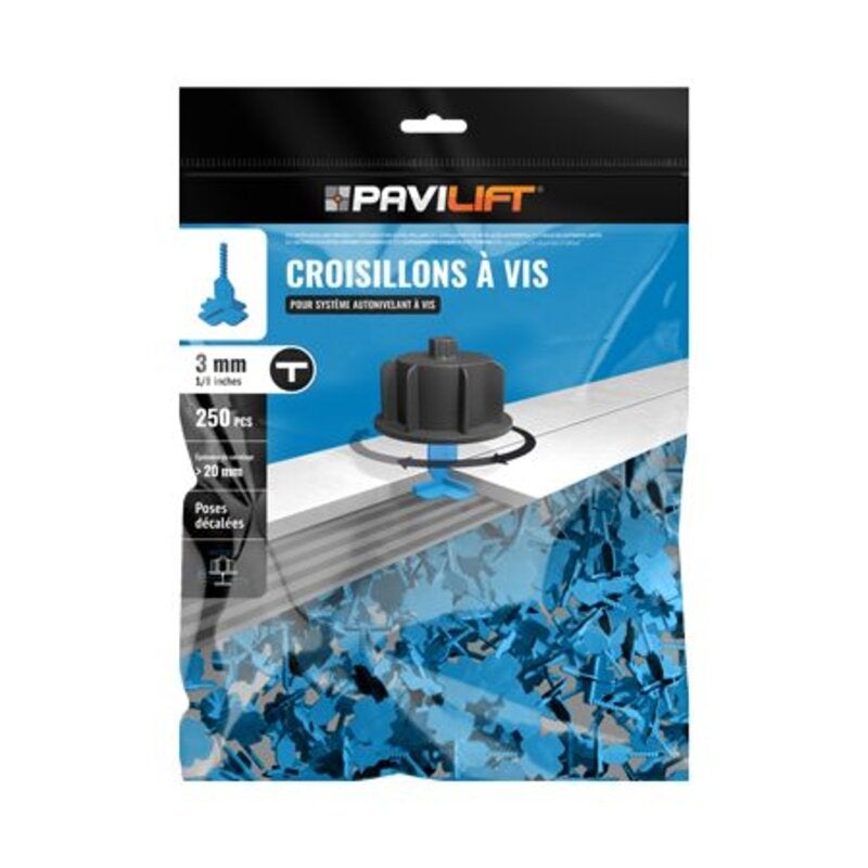 1000 Croisillons en  T  Autonivelant PAVILIFT 3mm