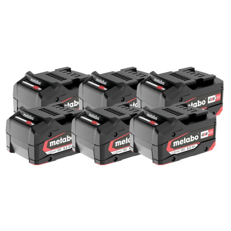 Power pack Set 6 batteries LiPower 18V LiIon 5,2 Ah METABO