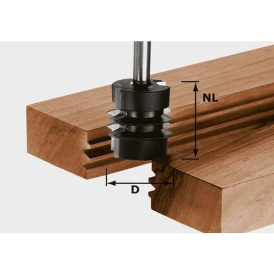 Fraise à Feuillurer Festool HW S8 D38/12 Avec Plaquettes Réversibles - Pour Défonceuses OF 900 à OF 2200 - Profondeurs 8 à 14.6 Mm
