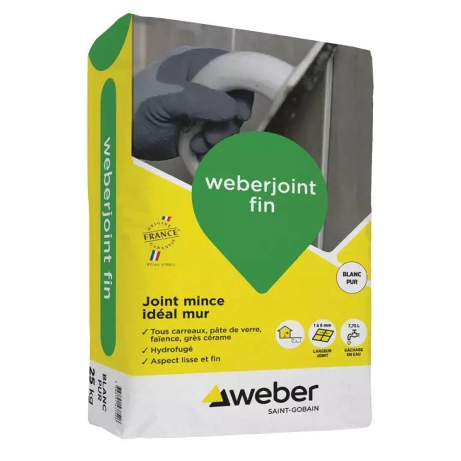 Mortier pour joints carrelage WEBER joint fin Sac de 25 Kg GRIS CIMENT Leroy Merlin