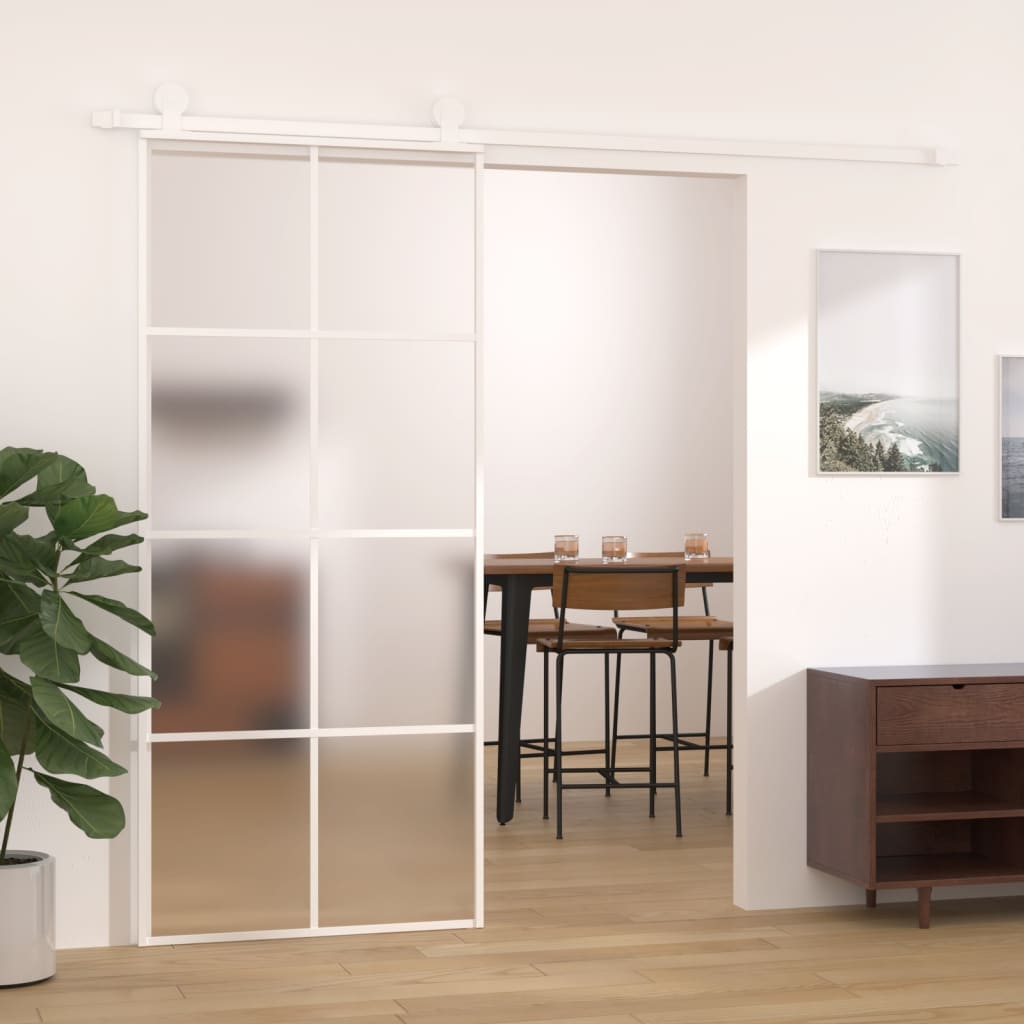 Maison Exclusive Puerta corredera ESG vidrio y aluminio blanca 90x205 cm