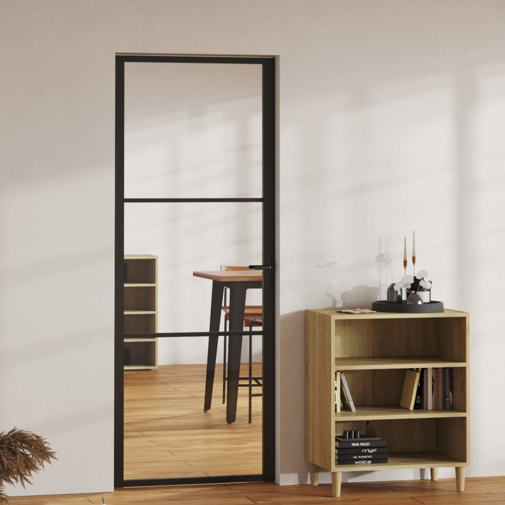 Maison Exclusive - Porta deslizante vidro ESG fosco e alumínio 90x205 cm  preto