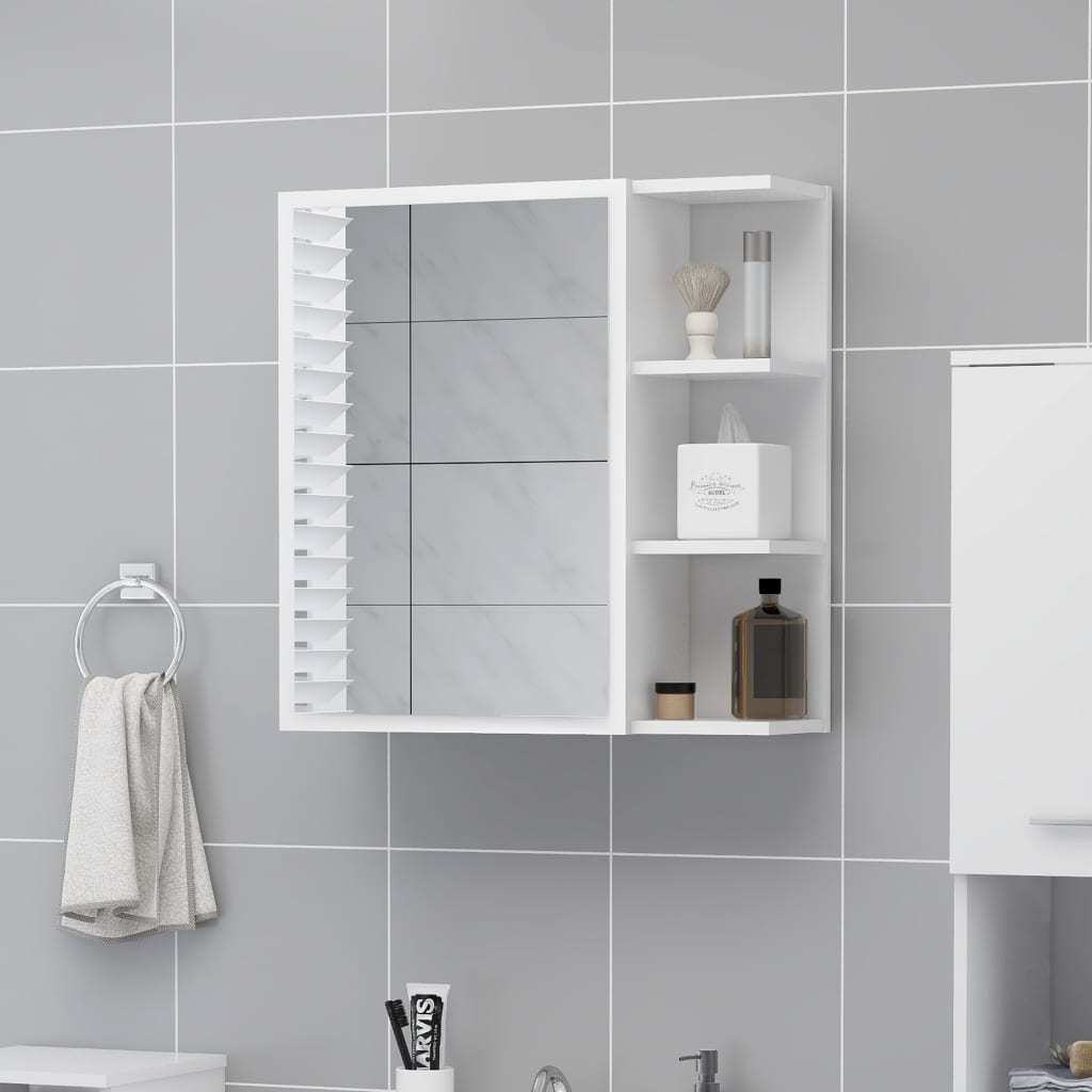 Maison Exclusive Armario espejo baño contrachapada blanco y roble  80x20,5x64 cm