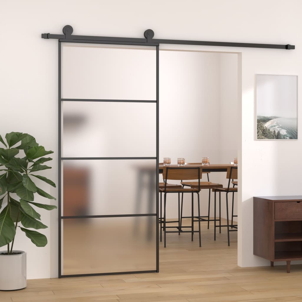 Maison Exclusive - Porta deslizante vidro ESG fosco e alumínio 90x205 cm  preto