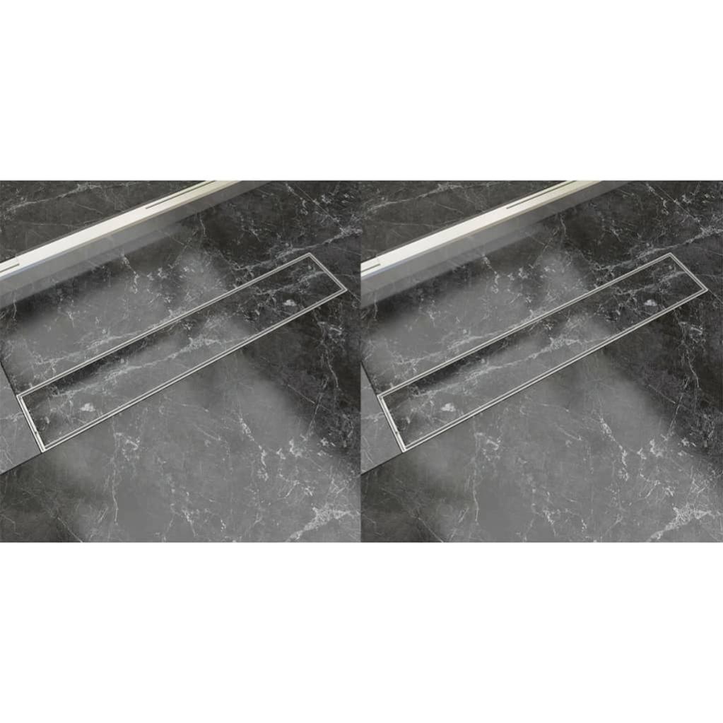 VidaXL Scarico Doccia Lineare 2 pz 730x140 mm Acciaio Inossidabile