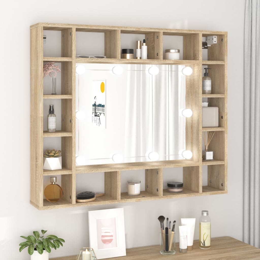 homiuse Armoire à Miroir avec LED Sonoma Gris 76x15x55 CM Armoire De  Toilette Miroir Coiffeuse Miroir Lumineux Armoire Murale Salle De Bain  Miroir Maquillage Lumineux Miroir Bois 6 Compartiments : .fr: Cuisine