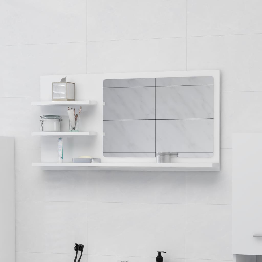 Maison Exclusive Espejo de baño madera contrachapada negro brillo  90x10,5x37 cm