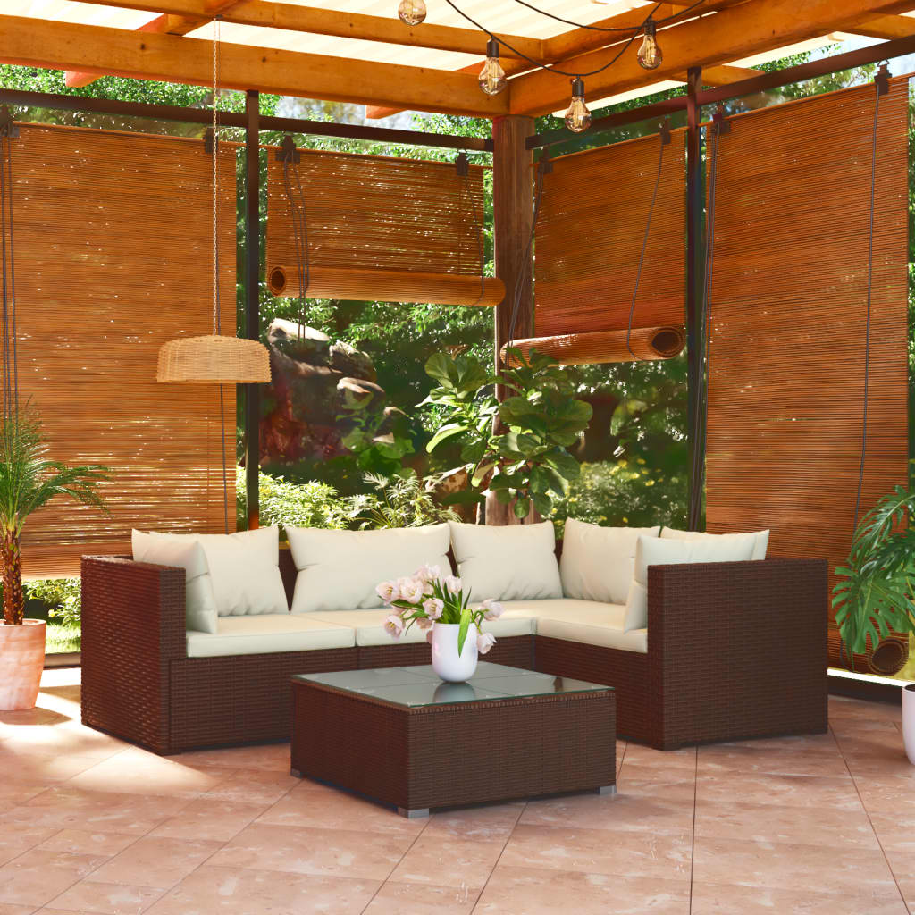 Maison Exclusive - Set Divani da Giardino 5 pz con Cuscini in Polyrattan  Marrone