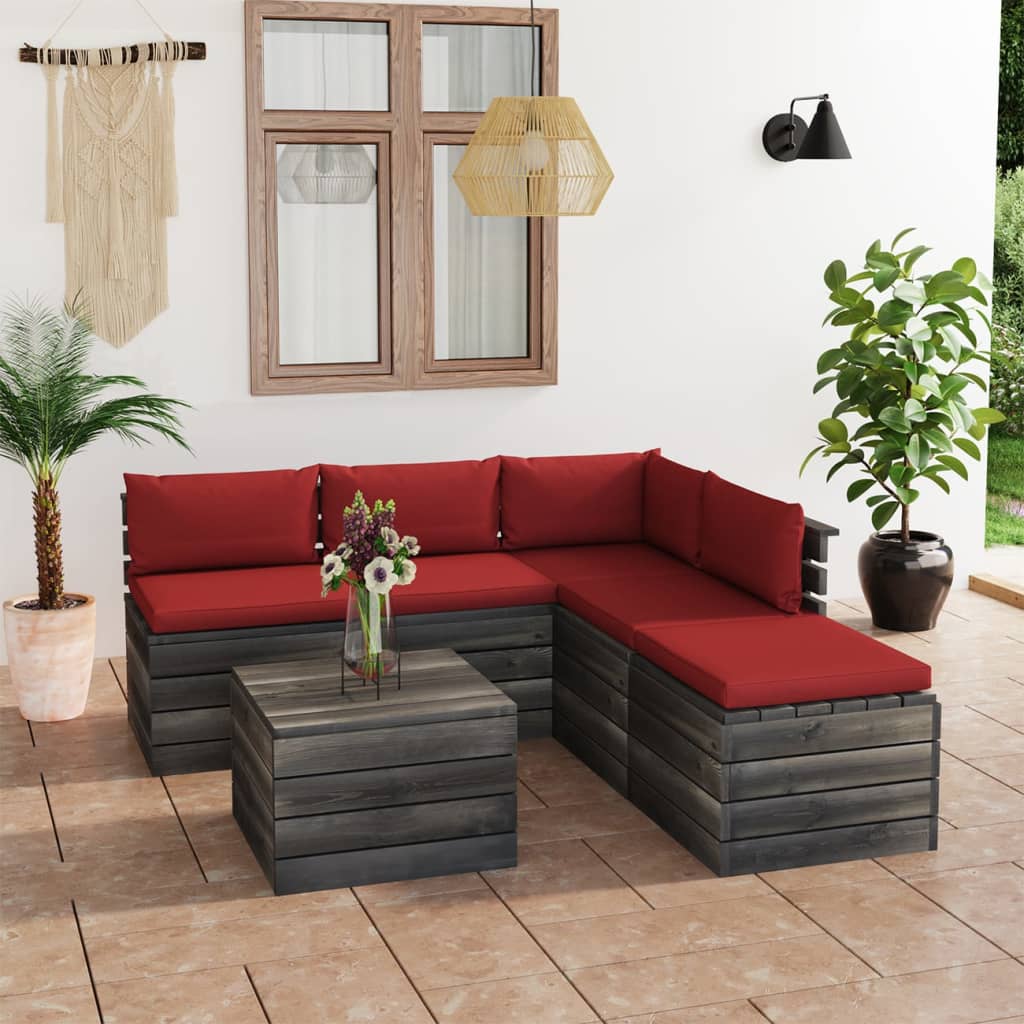 Maison Exclusive - Set Divani da Giardino su Pallet 6 pz con Cuscini  Massello Pino