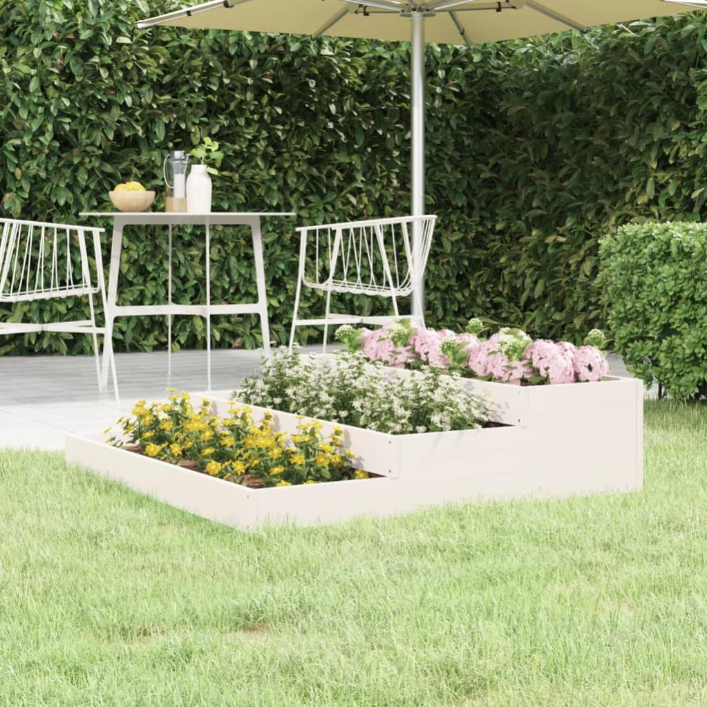 Fioriera da giardino bianca 31x31x70 cm legno massello di pino