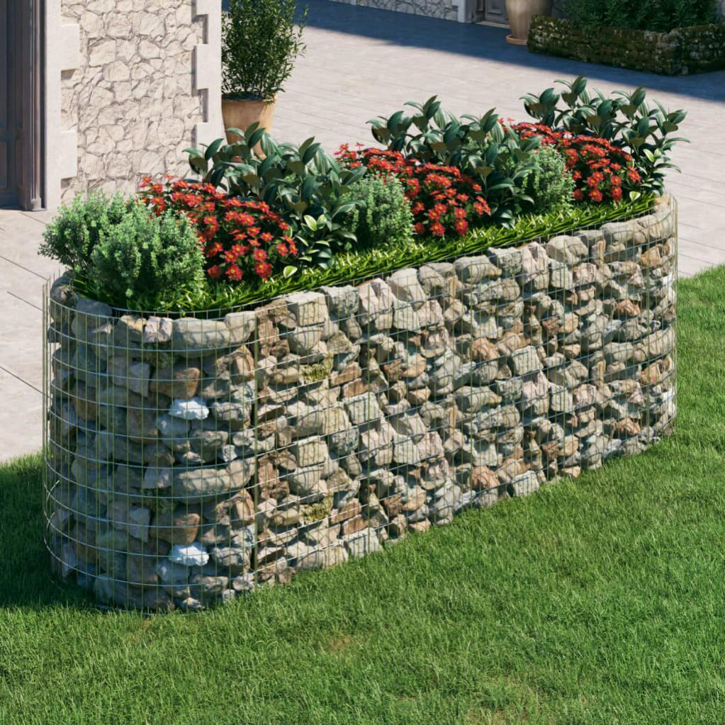 Gabbione Metallico Rialzato In Ferro Zincato 200x100x100 Cm - Rete Per Sassi E Pietre, Ideale Per Aiuole E Bordure Da Giardino
