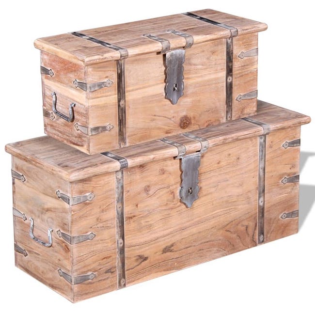 Baúl de almacenaje con tapa madera de acacia marrón y blanco vidaXL