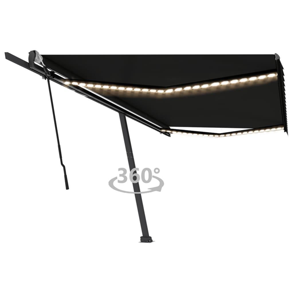 vidaXL Tenda da Sole Retrattile Manuale con LED 300x250cm Blu e Bianco