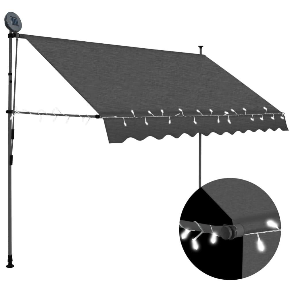 Tenda Da Sole Retrattile Manuale Con Luci LED – Per Giardino, Patio, Terrazzo – Varie Misure E Colori Disponibili