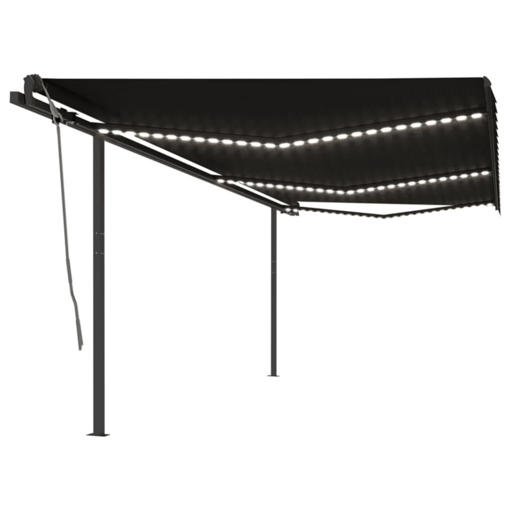 Tenda Da Sole Manuale In Alluminio Rivestita Di LED Solari Grigio Antracite 4 5x3 5 M Vidaxl