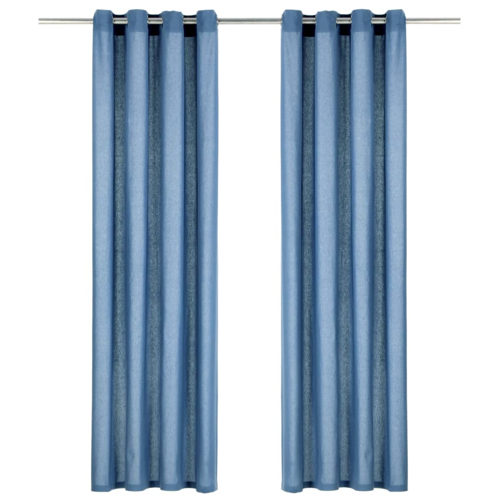 Maison Exclusive Cortinas opacas con anillas de metal 2 uds azul 140x175 cm