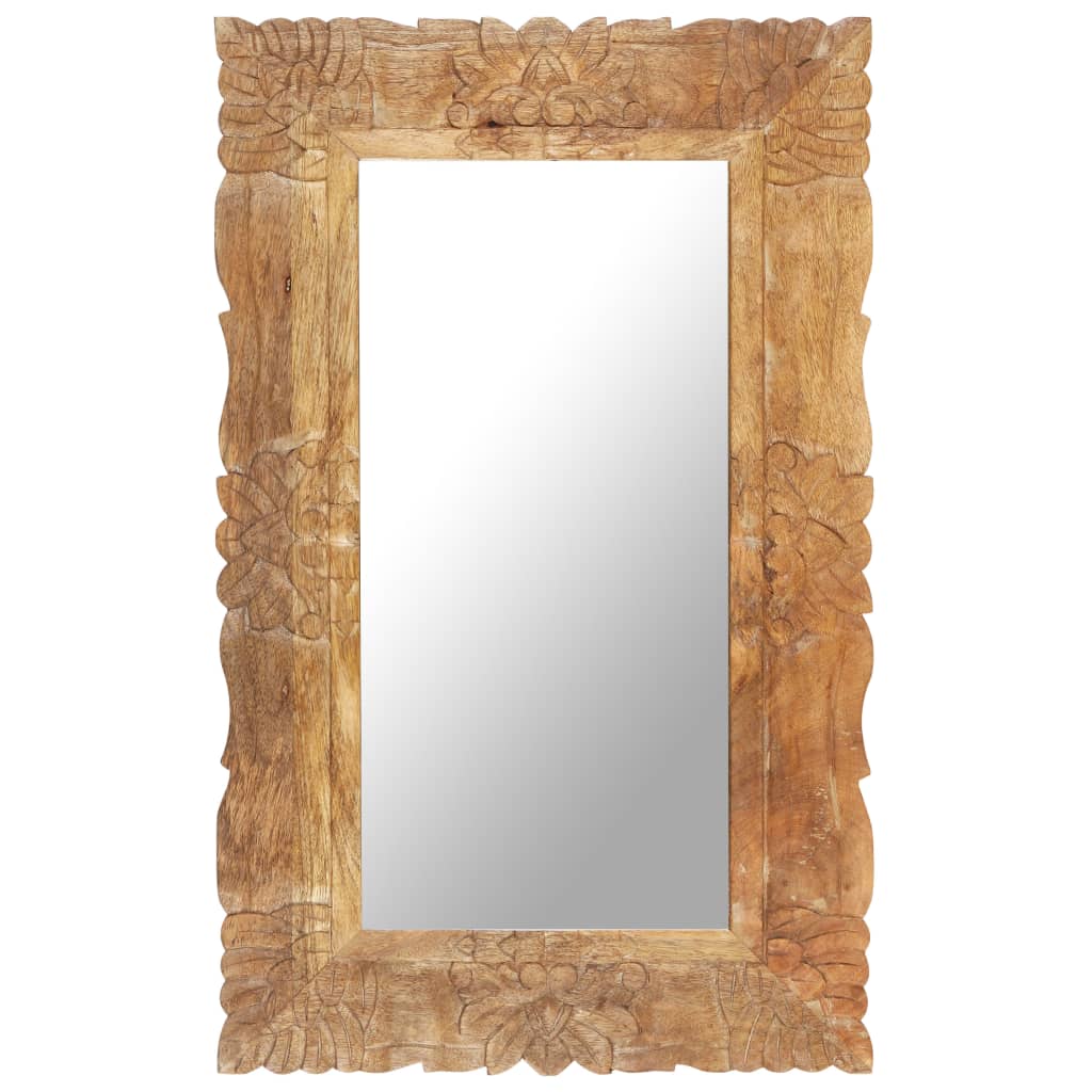 Tidyard Specchio Intagliato a Mano in Legno Massello di Mango,80x50 cm,Specchio  da Parete,Specchio da Muro,Specchio Verticale : : Casa e cucina