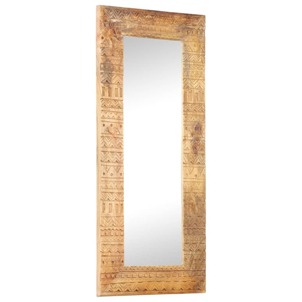 INLIFE Miroir sculpté à la Main 80x50x2,6 cm Bois de manguier Solide