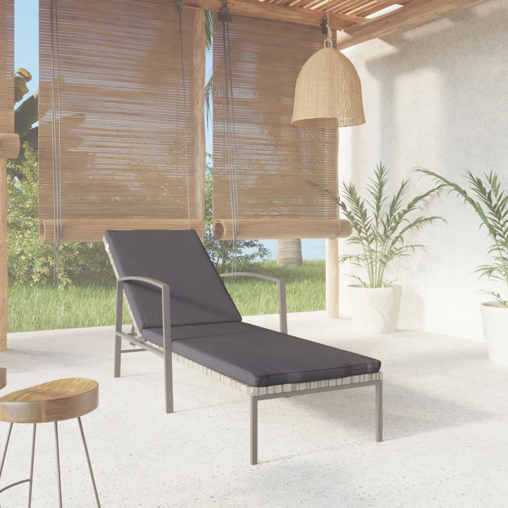 Maison Exclusive - Lettino Prendisole con Cuscino in Polyrattan Grigio