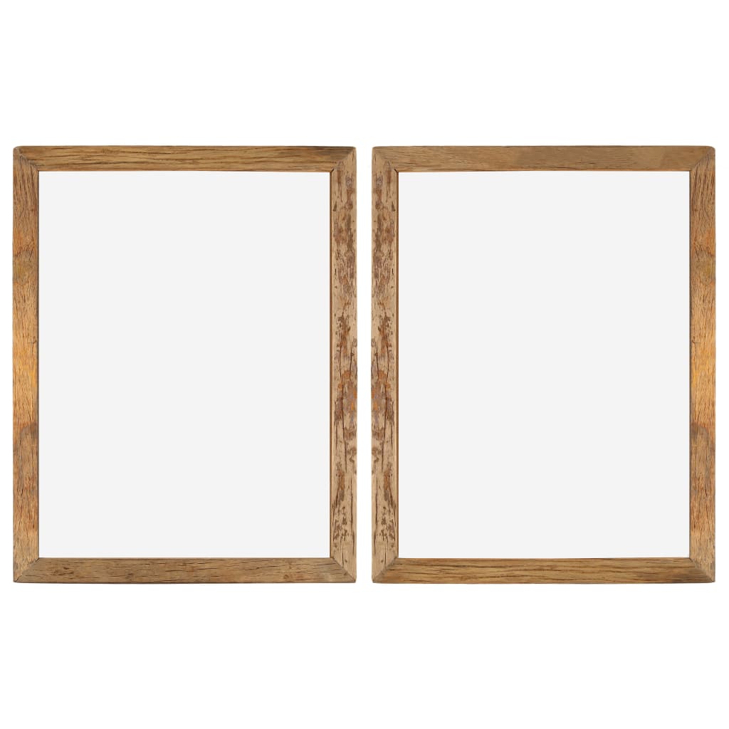 Marcos de fotos 2 uds madera maciza reciclada y vidrio 90x70 cm