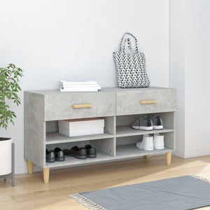 Mueble zapatero madera contrachapada gris hormigón 102x36x60 cm