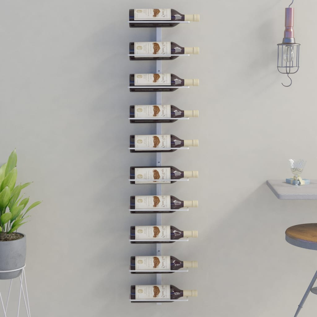 Maison Exclusive Botellero de pared para 10 botellas de metal blanco