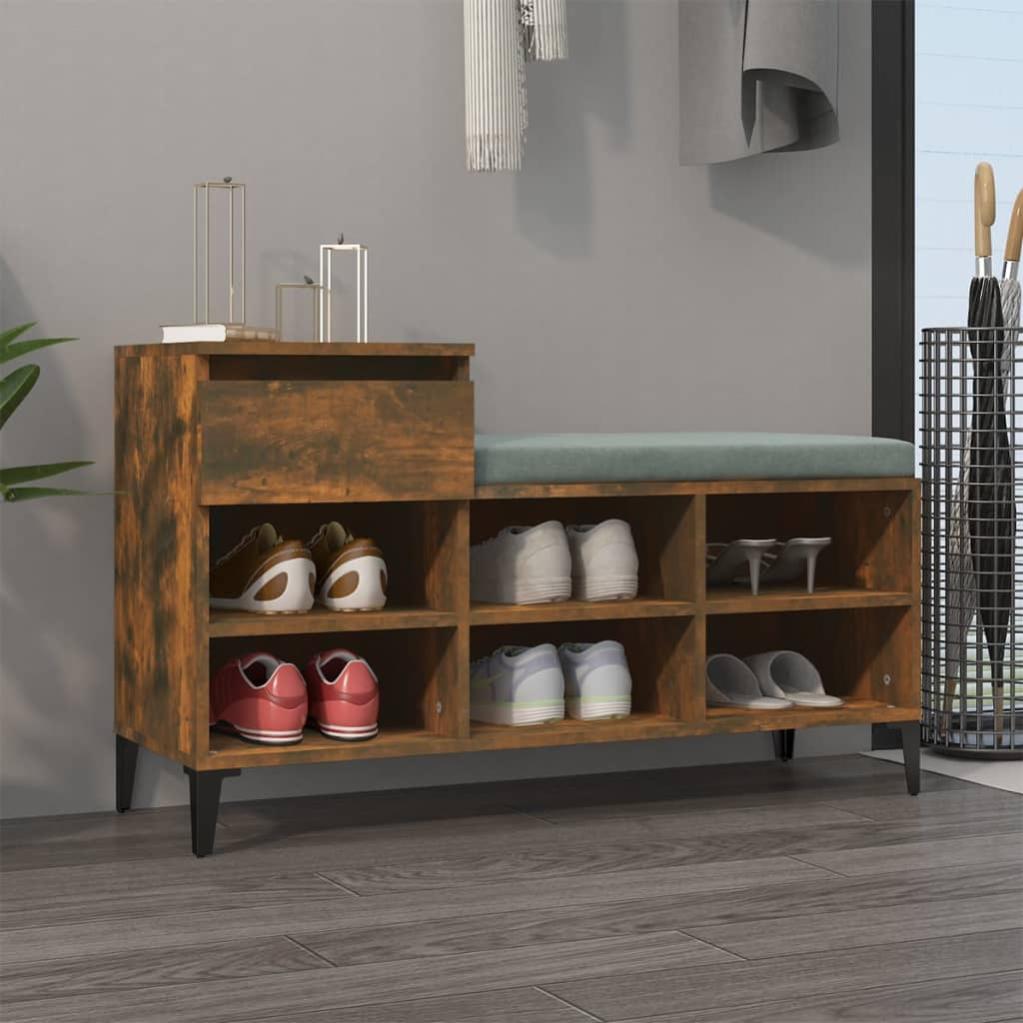 Panca Ingresso Con Scarpiera VidaXL Scarpiera Rovere Fumo 63x24x103 Cm In Legno Multistrato | Leroy Merlin Panca Portascarpe