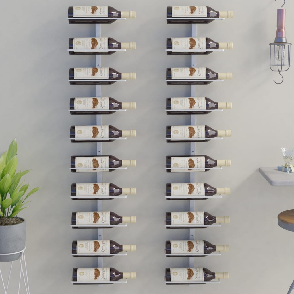 Maison Exclusive Botellero de pared para 10 botellas 2 unidades metal  blanco