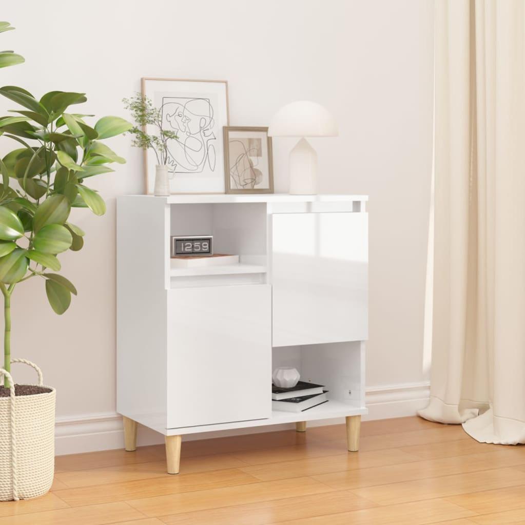 Credenza Bianco Lucido 60x35x70 cm in Legno Multistrato 831126