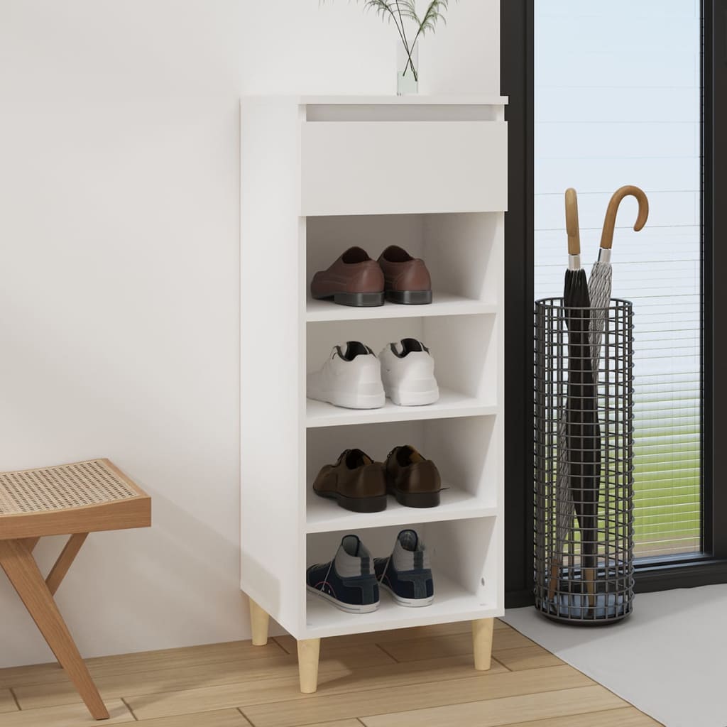 Mueble zapatero,Armario para zapatos madera contrachapada blanco brillo  60x35x105 cm vidaXL