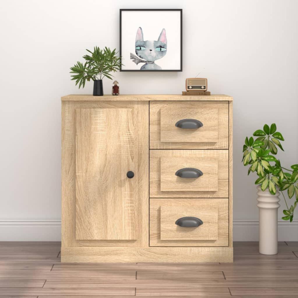 VidaXL Credenza Classica Rovere Fumo – Legno Multistrato, 70x35,5x67,5 Cm – Armadietto Con Ante Per Soggiorno O Ingresso