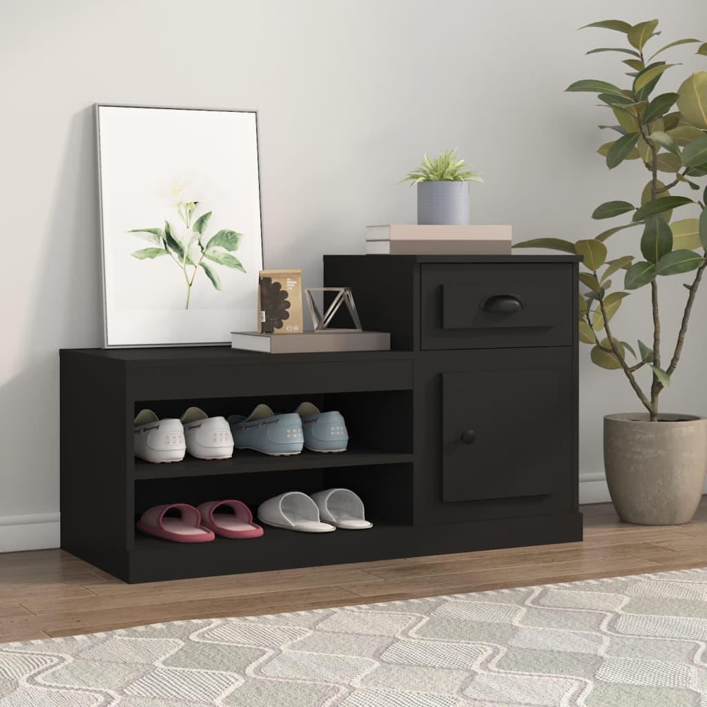 Maison Exclusive Mueble zapatero madera contrachapada negro 70x36x60 cm