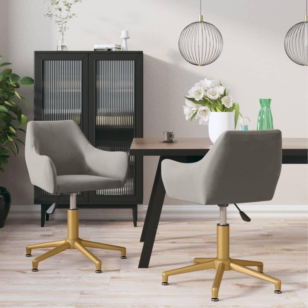 VidaXL Sedie Da Pranzo Girevoli In Velluto Grigio Scuro – 2 Pezzi, Regolabili In Altezza, Base In Acciaio, Ruotano 360°