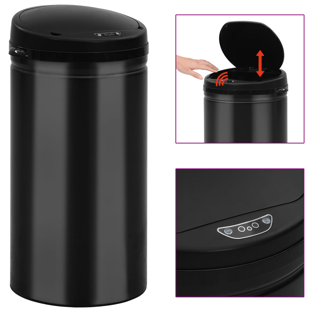 Maison Exclusive Cubo de basura con sensor automático 50L acero al carbono  negro