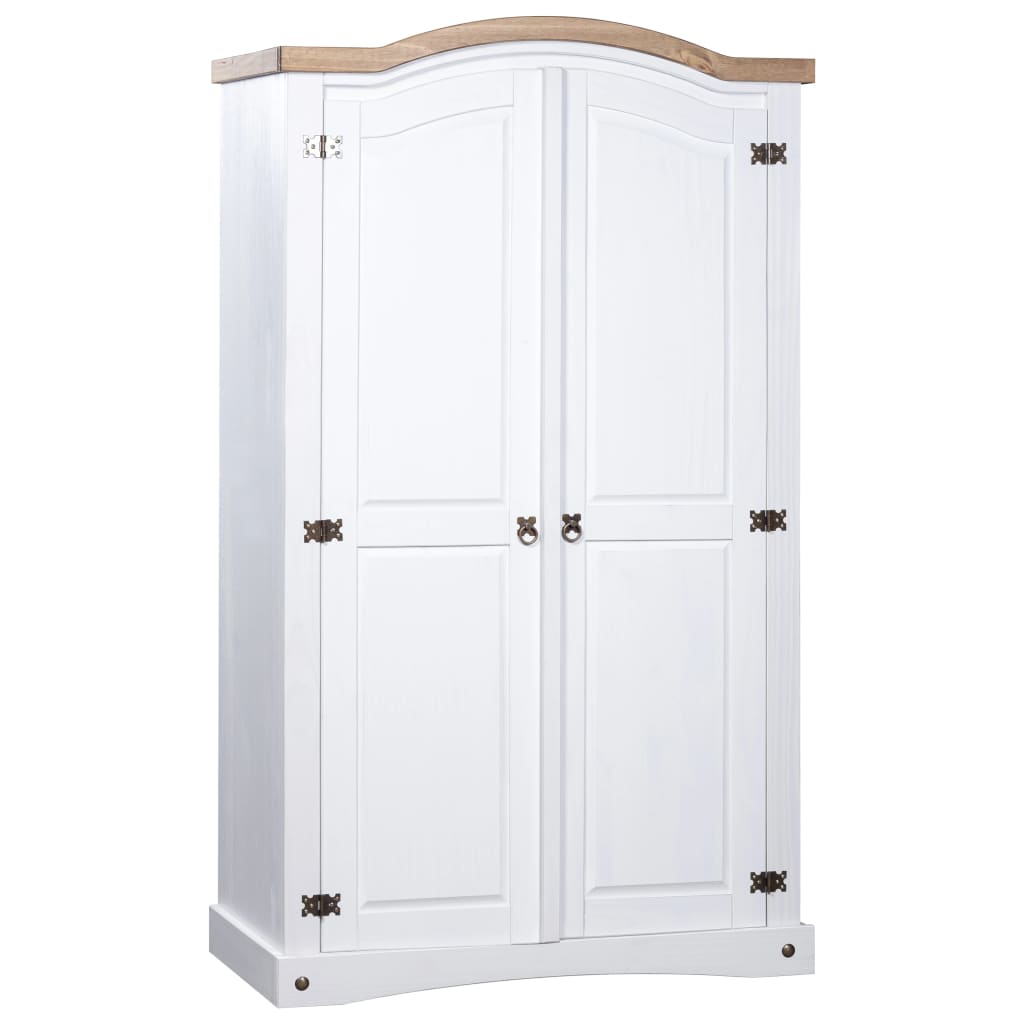Armario 2 puertas acabado madera y blanco bebé - 102 x 195 cm Marcel