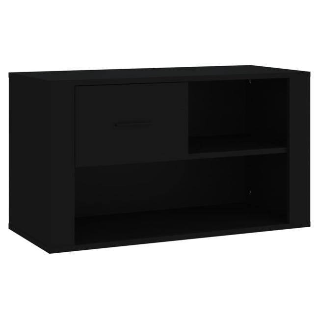 Mueble zapatero de aglomerado negro 60x35x70 cm, Zapateros