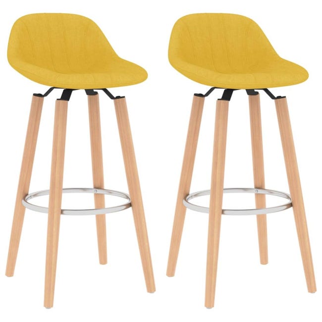 Set Di 6 Coprisgabelli Da Bar Elasticizzati, Lavabili In Lavatrice E Antiscivolo. Fodere Riavvicinabili Per Sgabelli, Colore Giallo.