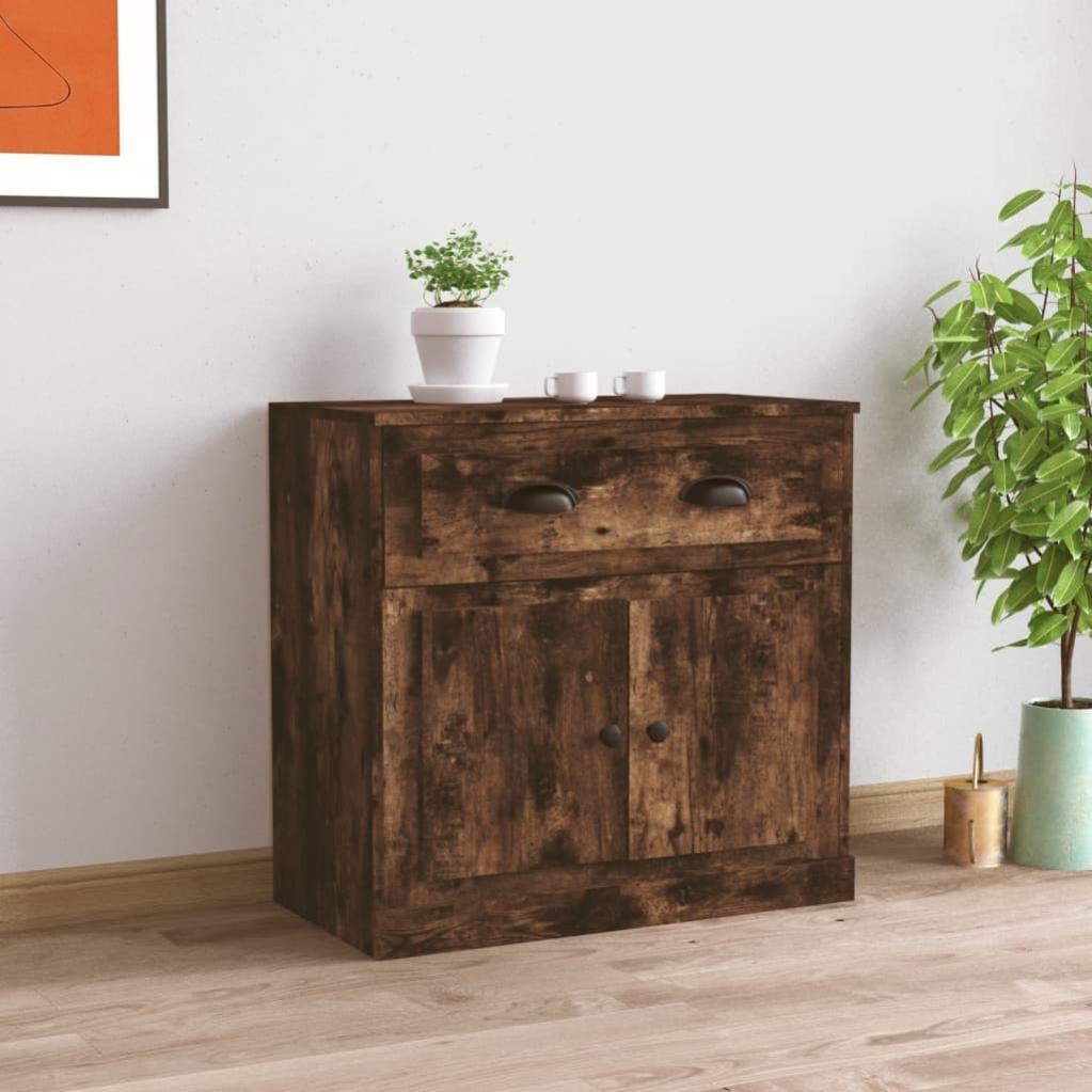 VidaXL Credenza Classica Rovere Fumo – Legno Multistrato, 70x35,5x67,5 Cm – Armadietto Con Ante Per Soggiorno O Ingresso