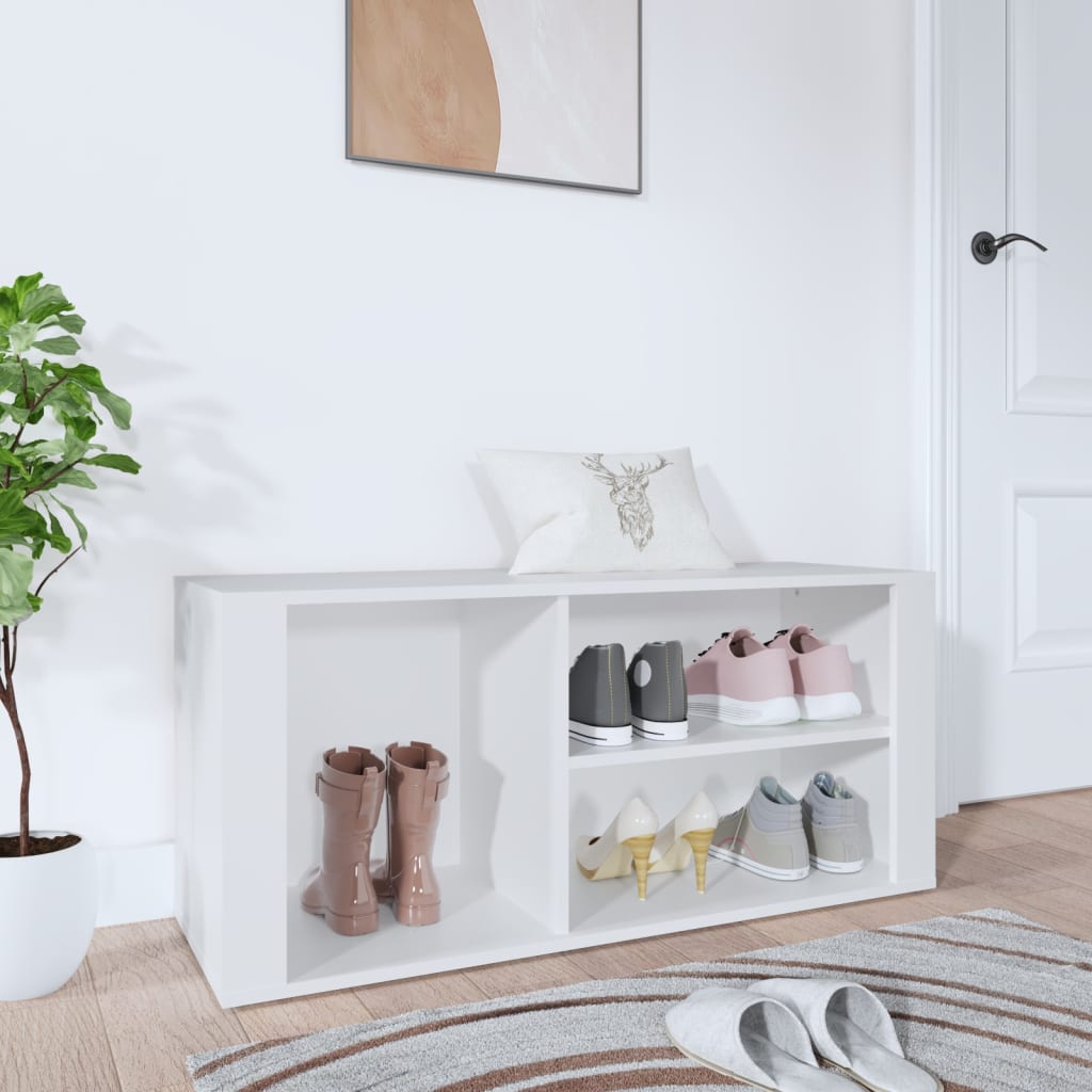 Maison Exclusive Mueble zapatero madera contrachapada blanco 100x35x45 cm