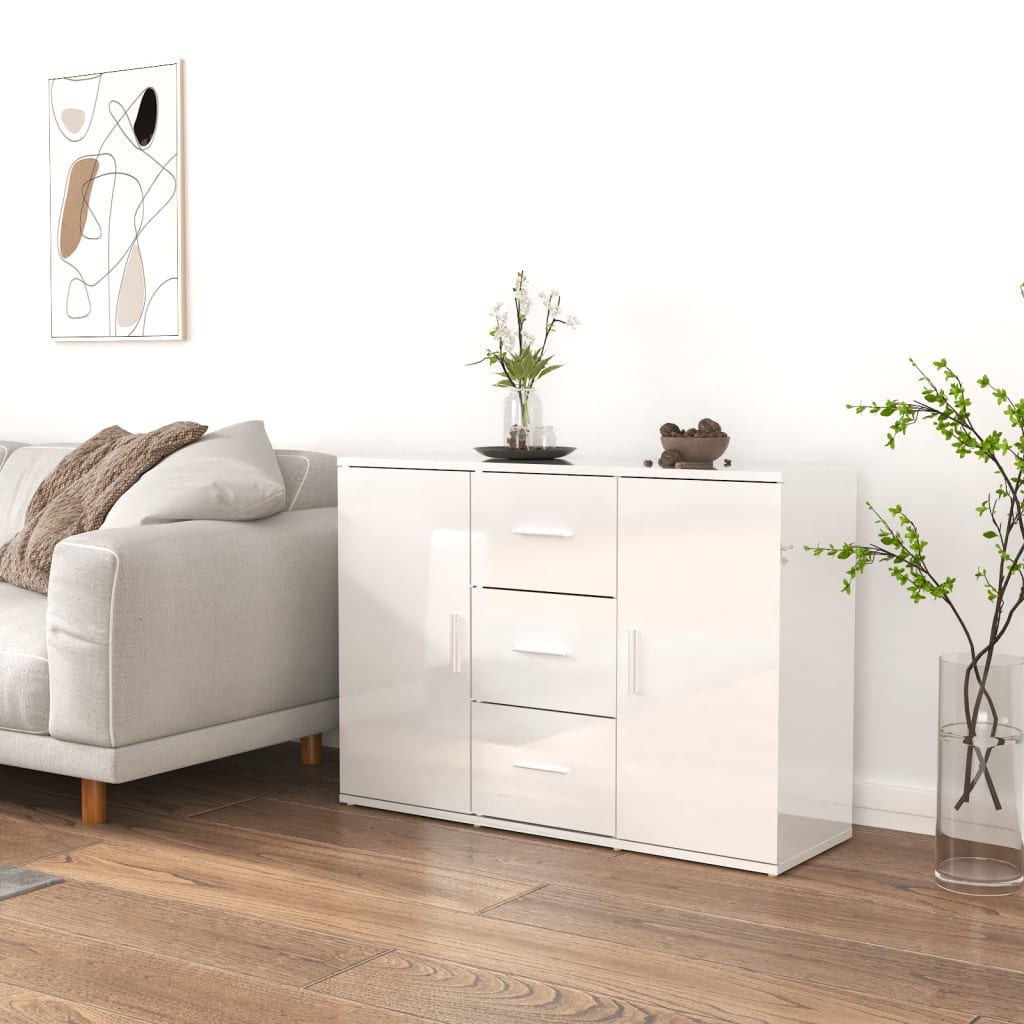 Maison Exclusive - Credenza Bianco Lucido 91x29,5x65 cm in Legno ...