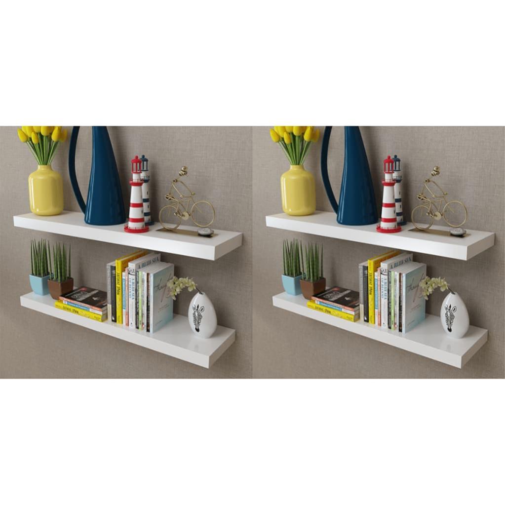 Set 3 mensole 35x20 cm in legno bianco - Kantiko