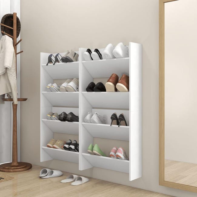 Maison Exclusive Zapateros de pared 4 uds madera contrachapada blanco