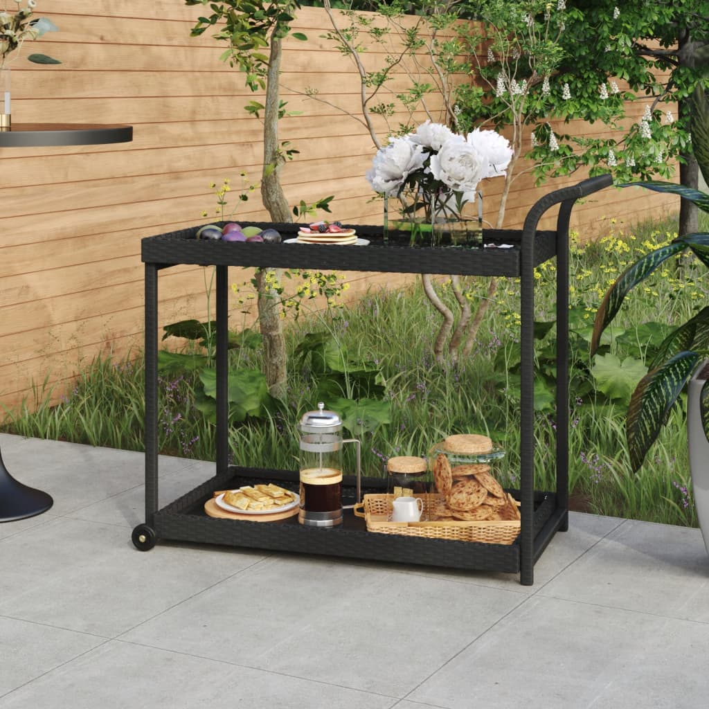 Maison Exclusive - Carrello da Bar Nero 100x45x83 cm in Polyrattan